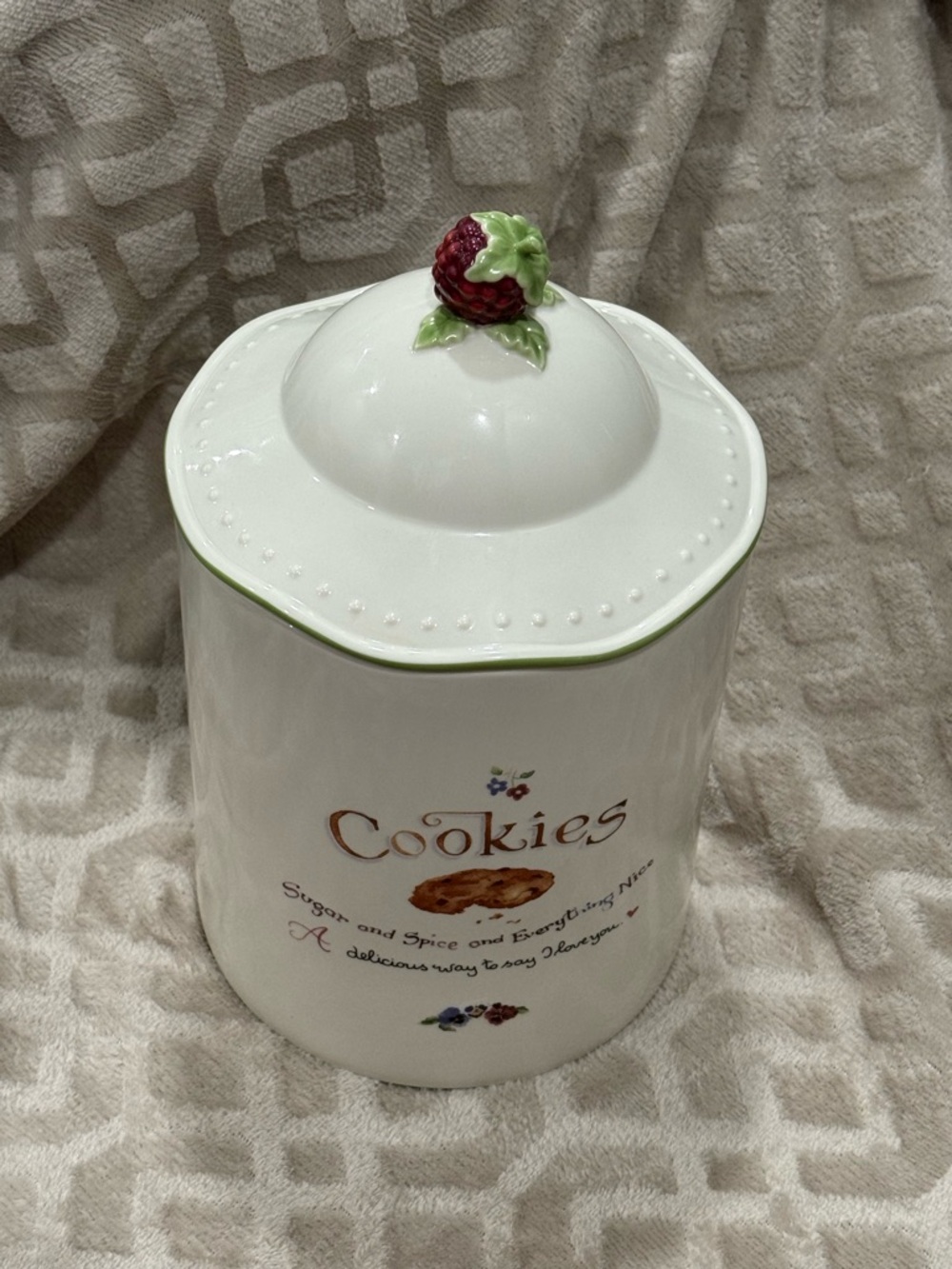 VTG Lenox Susan Branch A Proper Tea Cookie Jar Raspberry Lid Lemon Cookie Recipe - Picture 3 of 5